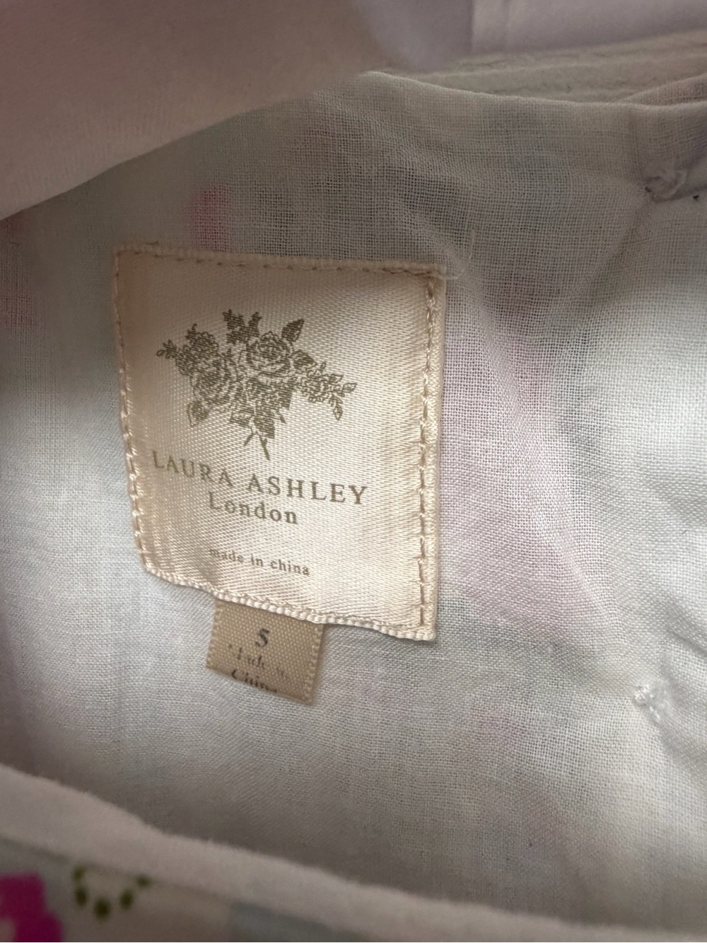 Laura Ashley Mint Floral Tiered Dress with Pink Sash - Picture 3 of 3